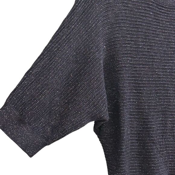 Express Women's Pullover Sweater S Blue Metallic Short Sleeve Boat Neck - Picture 4 of 11